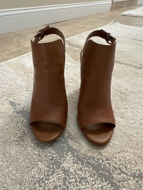 Aldo Women’s Brown Open-Toe Leather Ankle Booties